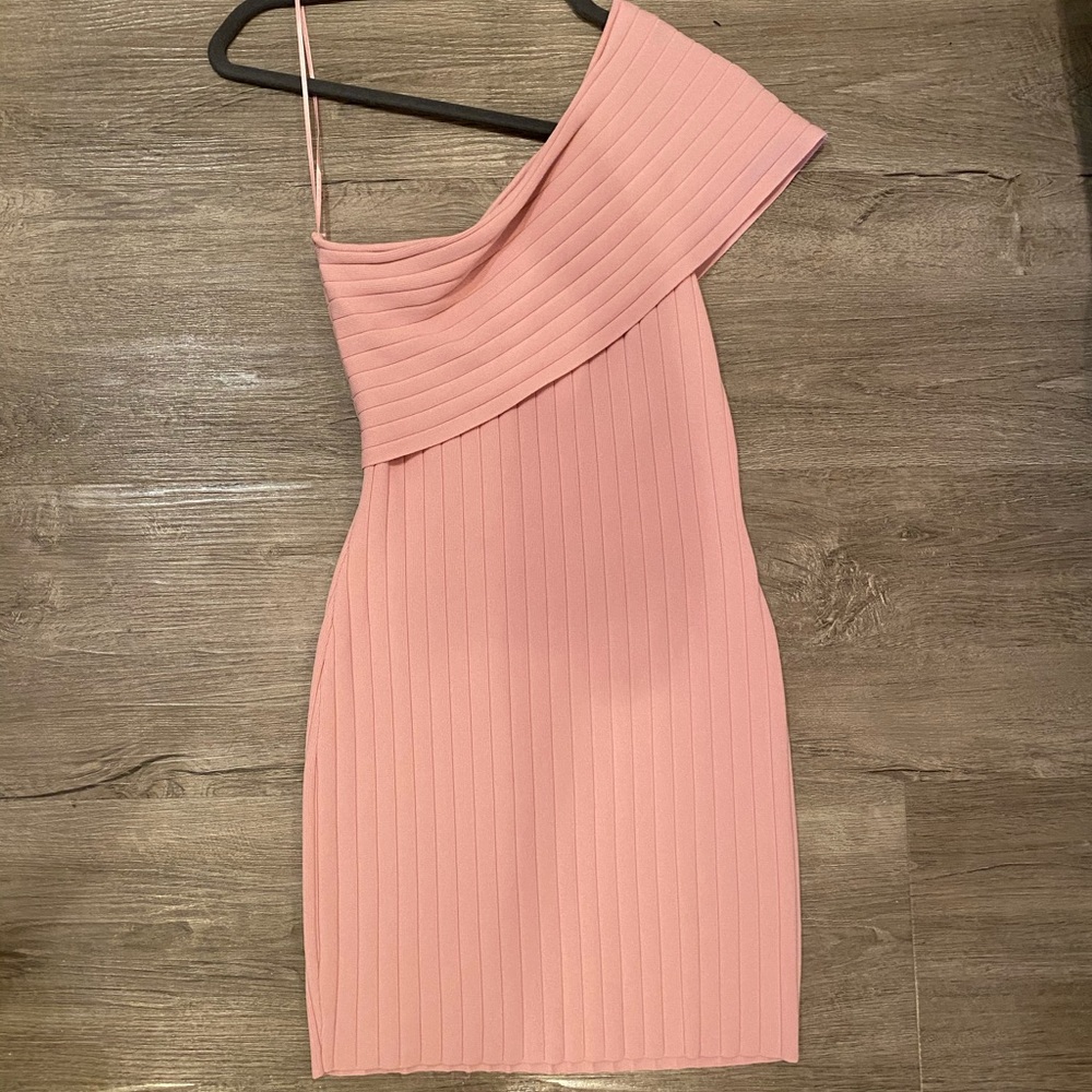 pink one shoulder dress
